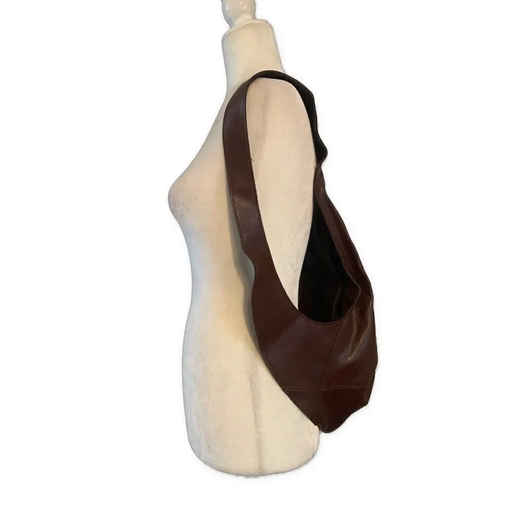 Red Brown Cherry Faux Vegan Leather Backpack Bag